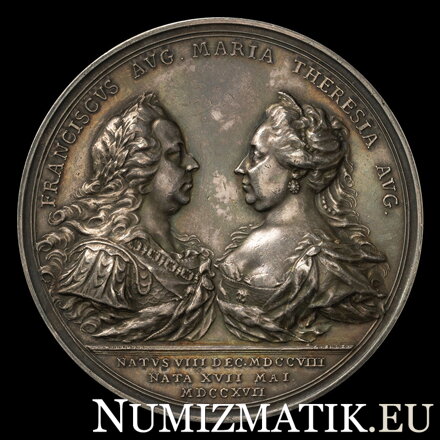 Cisárska rodina, František I. Lotrinský a Mária Terézia - AG medaila 1759/1958 HMA