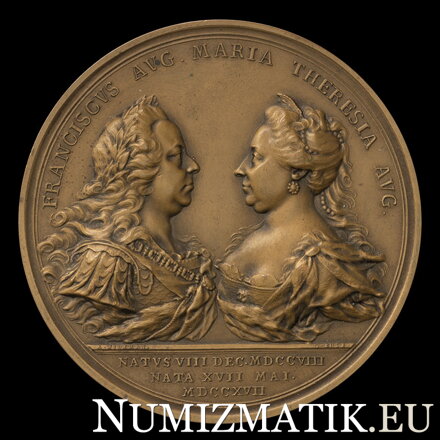 Cisárska rodina, František I. Lotrinský a Mária Terézia - AE medaila 1759/1958 HMA